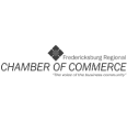 Grayscale logo for the Fredericksburg Regional Chamber of Commerce, featuring the tagline 'The voice of the business community'