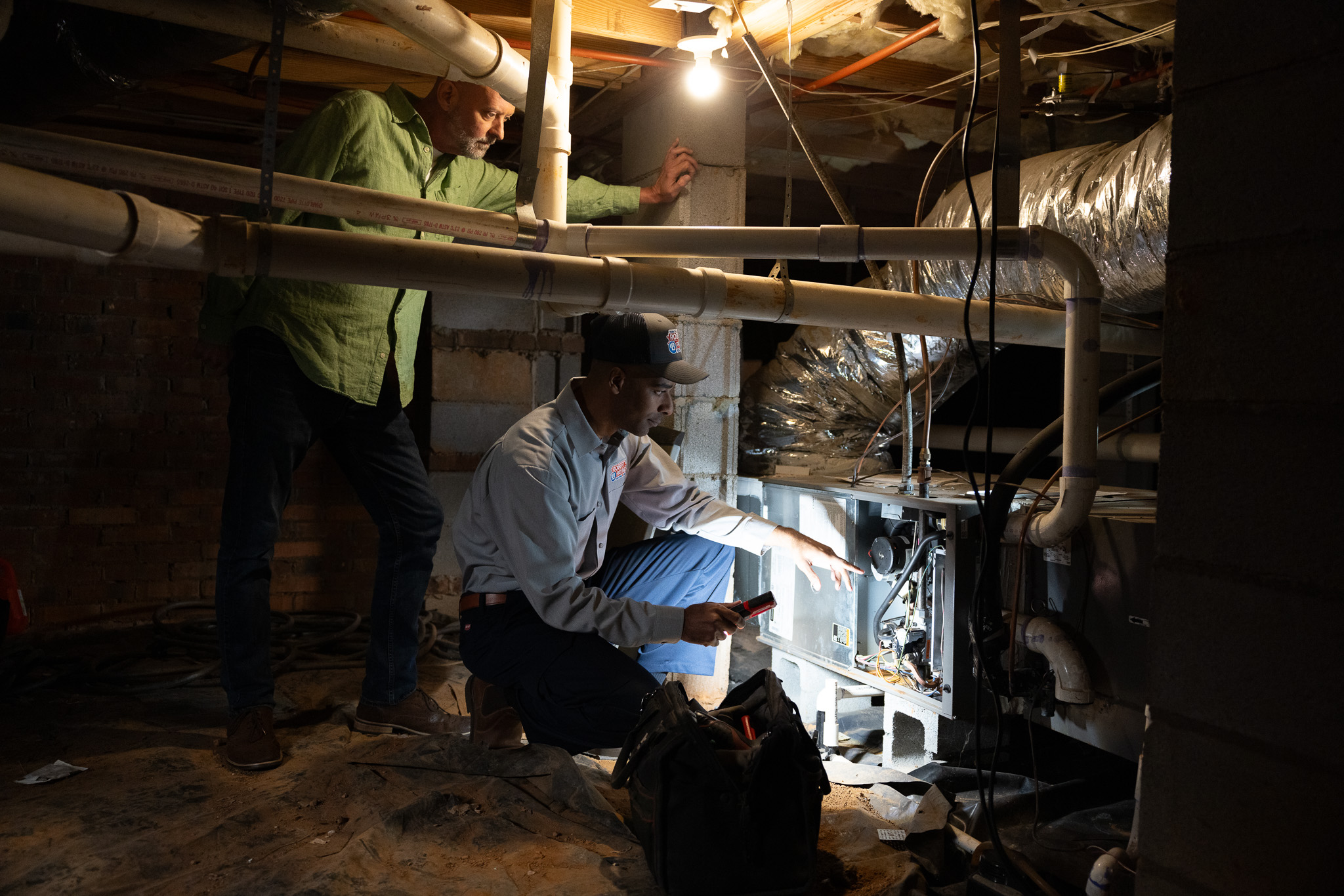 Man installing furnace